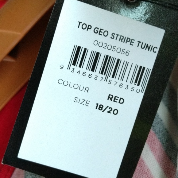 New red stripes long sleeves casual festive plus size scoop neck tunic sz 18/20 - Picture 11 of 11